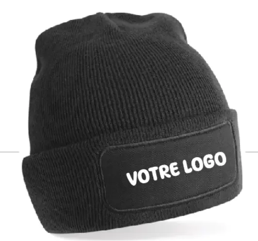 Bonnet avec patch (Blanc, Impression Format Coeur (10cm))