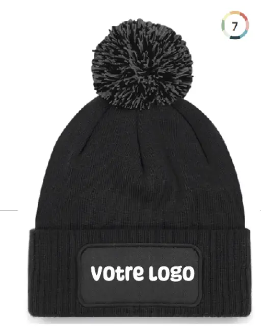 Bonnet Pompon (Blanc, Impression Format Coeur (10cm))